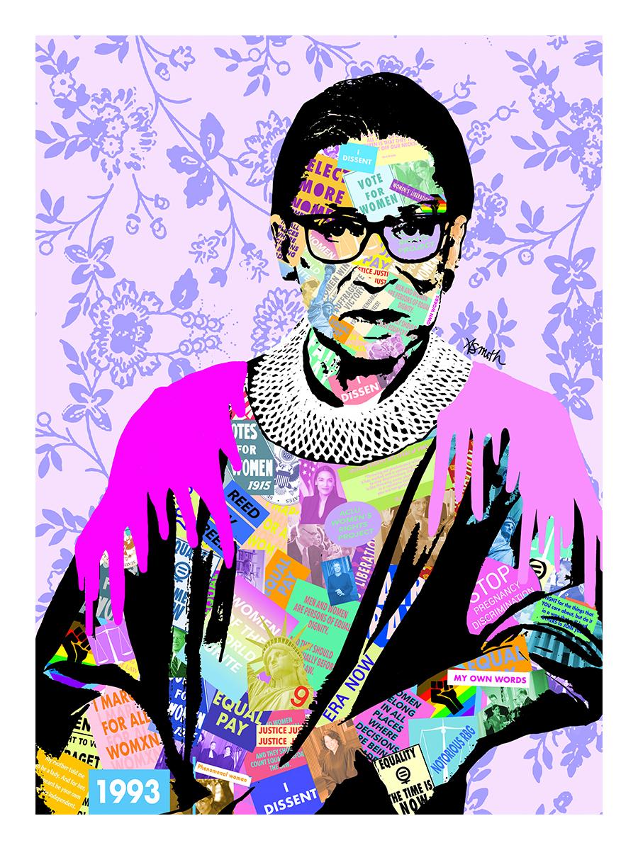 Amy Smith Figurative Print - Notorious RBG - POP Art Print of Ruth Bader Ginsburg (Pink + Purple)