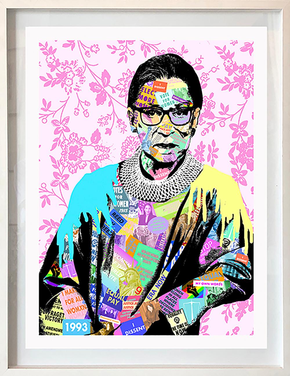 RGB- Contemporary Collage Portrait of Ruth Bader Ginsberg Supreme Court Judge  - Print by Amy Smith