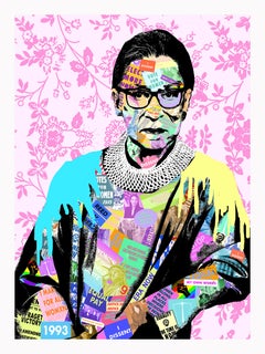 RGB- Contemporary Collage Portrait of Ruth Bader Ginsberg Supreme Court Judge 