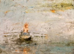 A Thinking Woman by Amy Sullivan Large Landscape Mixed Media on Board Painting