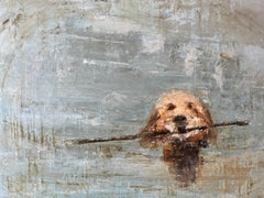 I Got It! by Amy Sullivan Contemporary Dog Painting with Dog
