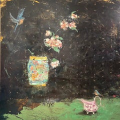 Large Abstract Painting Contemporary Mixed Media on Panel Statement Art 60 x 60