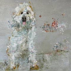 Kleiner weißer Hund von Amy Sullivan Zeitgenössisches Hundegemälde mit Hund