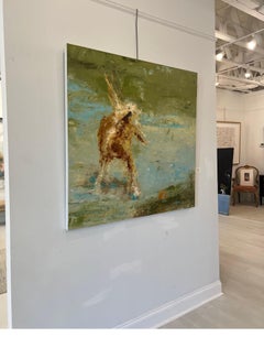 One More Time by Amy Sullivan Large Contemporary Landscape Painting with Dog