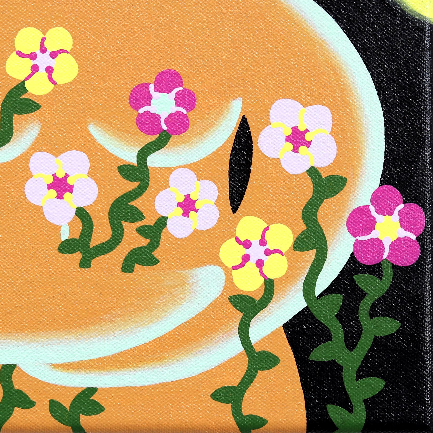Blumenblumen Dame – Original Surrealistisches, farbenfrohes, figuratives Gemälde im Angebot 5