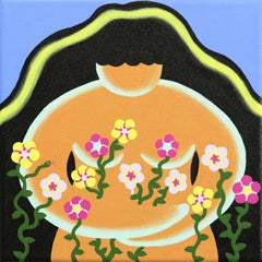 Flower Lady - Original Surrealist Colorful Figurative Painting