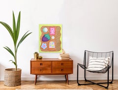 Give Me Joy - Pittura originale surrealista su tela con natura morta vibrante