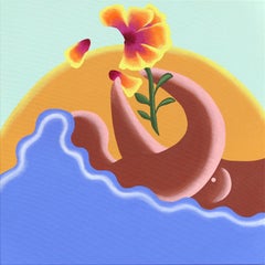 Tramonto - Pittura figurativa colorata originale surrealista