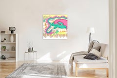 Topsy Turvy - Original Surrealist Vibrant Pastel Still Life Snake Painting