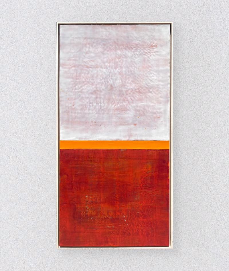 Amy Van Winkle Abstract Painting – Hold the Line - Zeitgenössische Enkaustik auf Platte, gerahmt, 2022