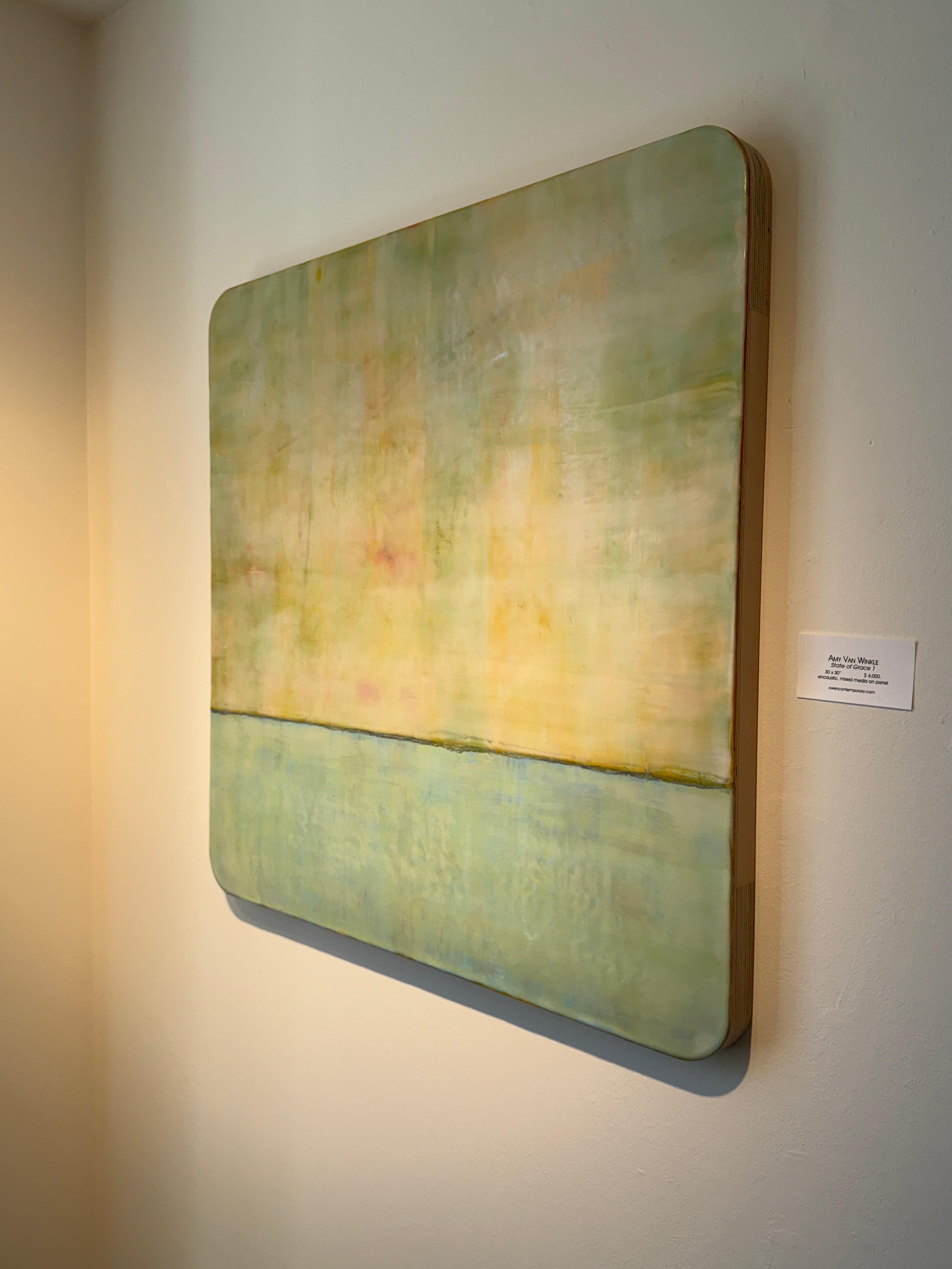 Enkaustik auf Platte.  blau teal aqua weiß gelb orange marineblau rot 


Es ist ganz einfach: Ich mache Kunst, weil sie mich glücklich macht.  Ich versuche, nicht zu viel über den Prozess des Malens nachzudenken und mich von meiner Intuition leiten