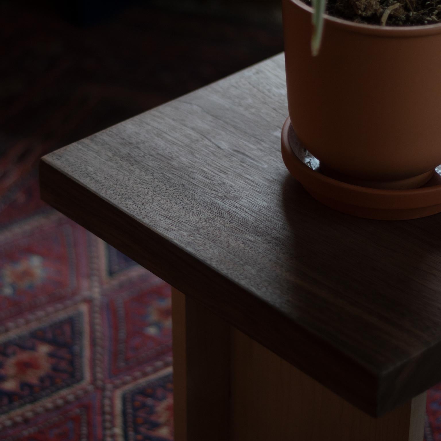 Amy Walnut and Maple Side Table / Stool In New Condition For Sale In Toronto, Ontario