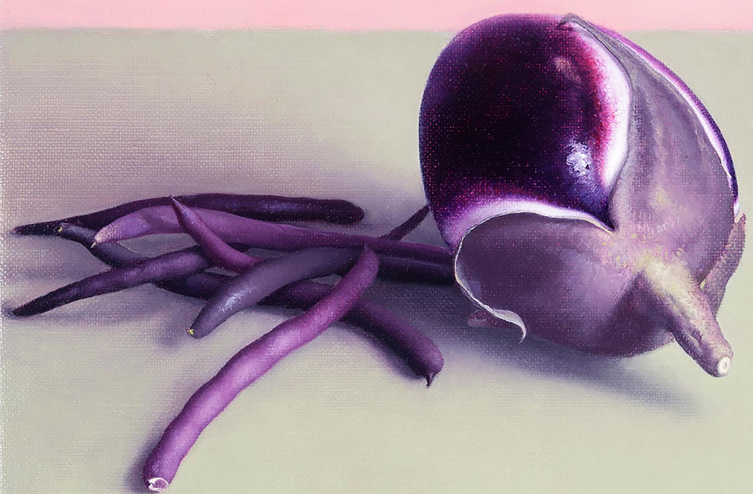 Eggplant and Purple Beans  - Painting by Amy Weiskopf