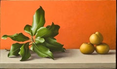 Rama de magnolia y peras asiáticas