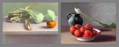 Pair of Still Lifes: "Kohlrabi and Persimmon" and "Tomatoes, Celery, and Vessel"