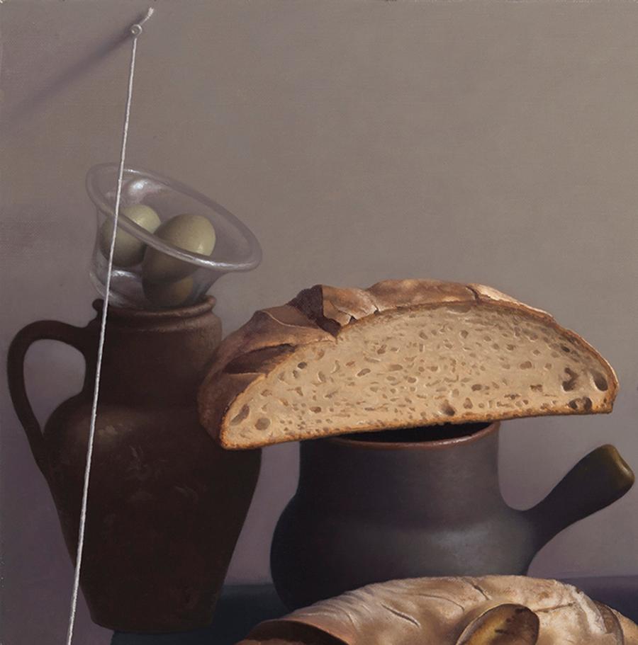 still life with bread and eggs