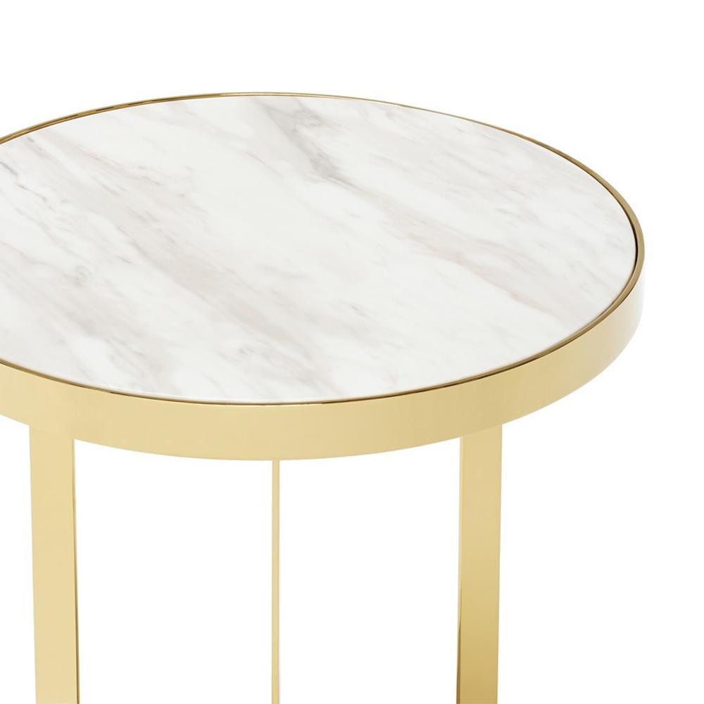 Gilt Amy White Side Table For Sale