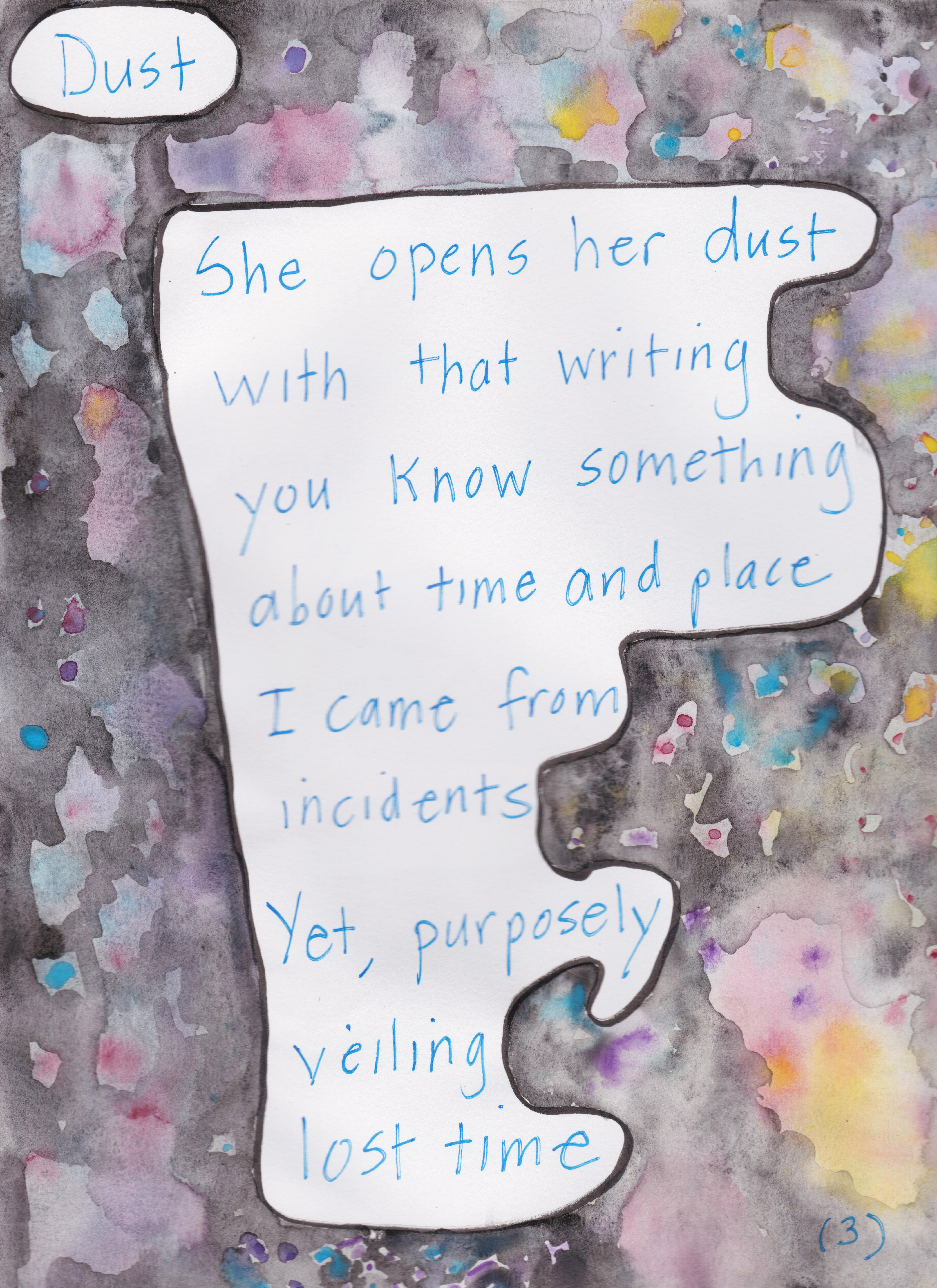 "DUST", ink, pencil, watercolor, poetry, erasure, zora neale hurston, time - Mixed Media Art by Amy Williams