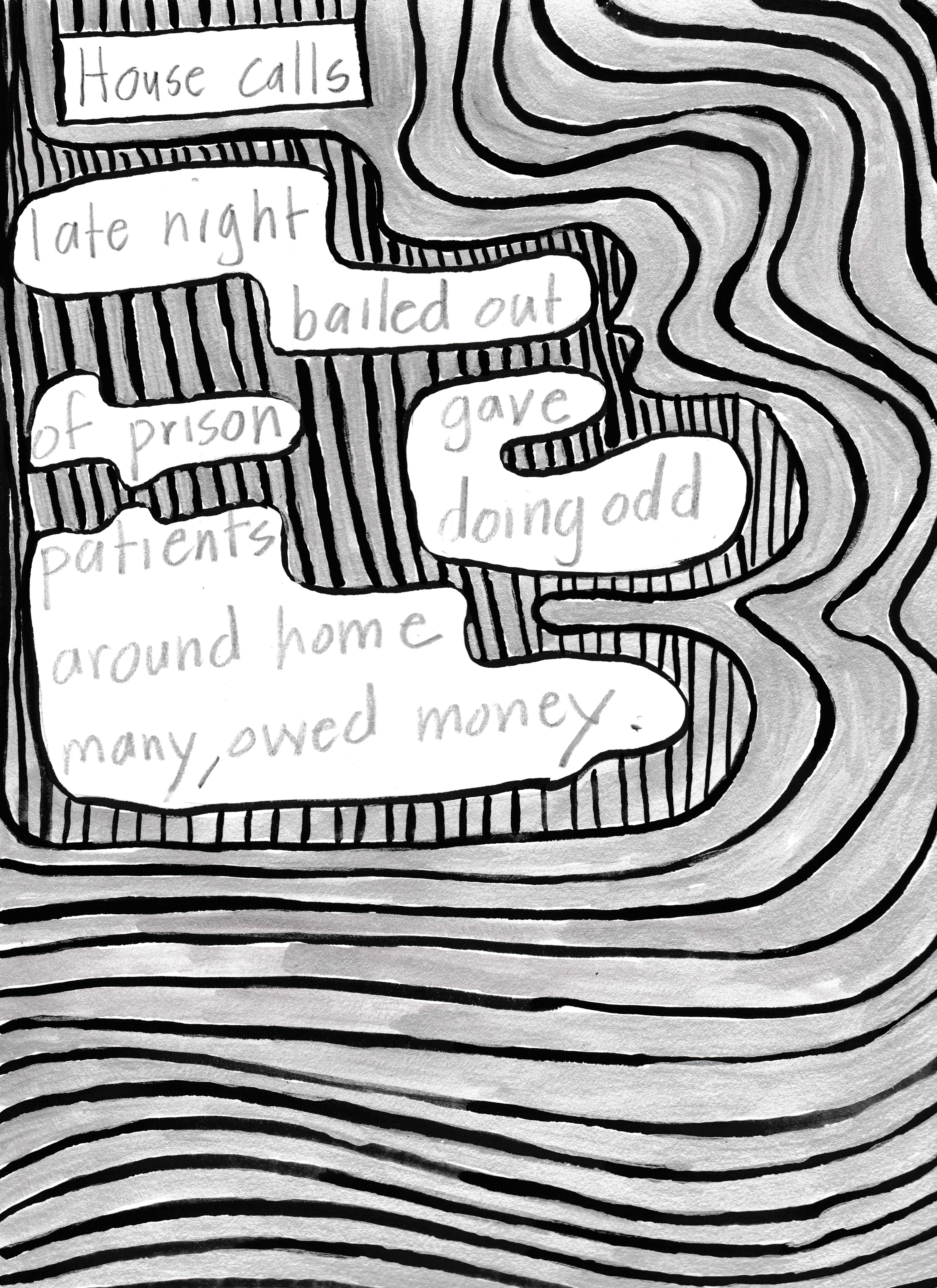 "HOUSE CALLS", ink, pencil, gouache, poetry, erasure, zora neale hurston - Mixed Media Art by Amy Williams