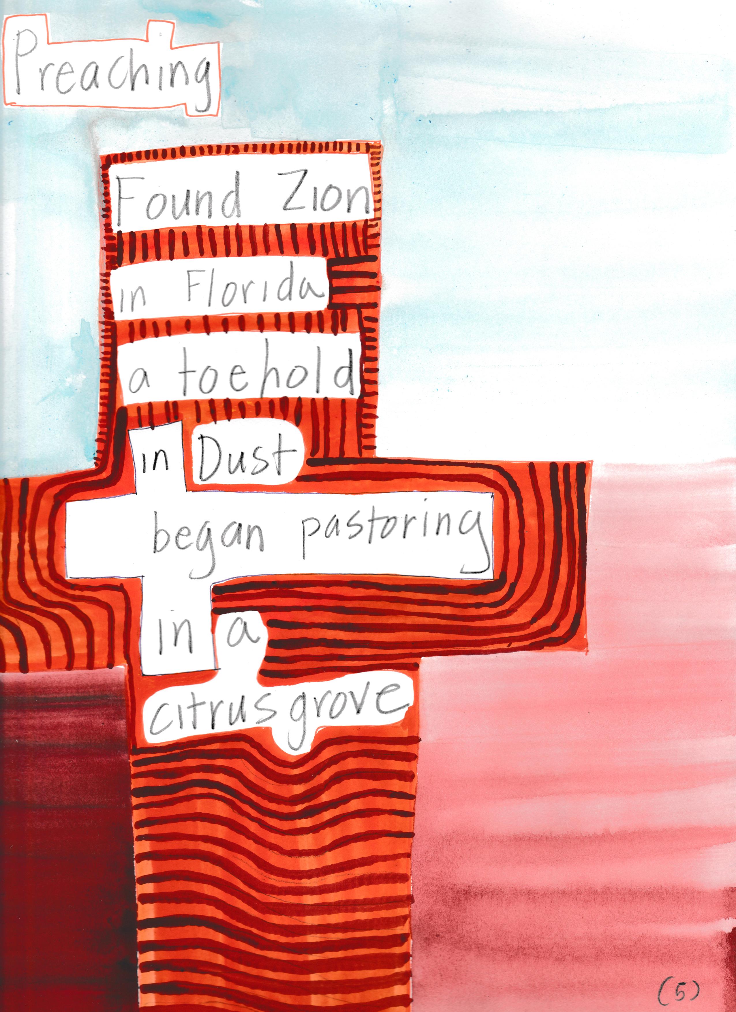 "PREACHING", ink, pencil, gouache, poetry, erasure, zora neale hurston - Mixed Media Art by Amy Williams