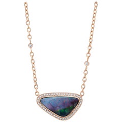 Amy Y 14.00ct Boulder Opal, Diamond and 18K-Rose Gold Pendant Necklace 
Aspen

