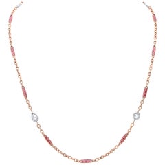 Amy Y 18 Karat Rose Gold, Diamond and Enamel Contemporary Necklace 'Amelia'