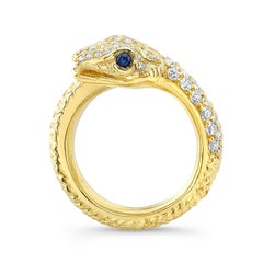 Amy Y 18 Karat, Diamond and Sapphire Contemporary Serpent Ring 'Noah'