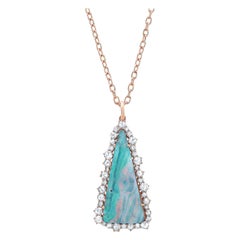 Amy Y 18K Gold, Bouder Opal and Diamond Contemporary Pendant Necklace 'Emily'