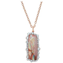 Amy Y 18K Gold, Boulder Opal and Diamond Contemporary Pendant Necklace 'Claire'
