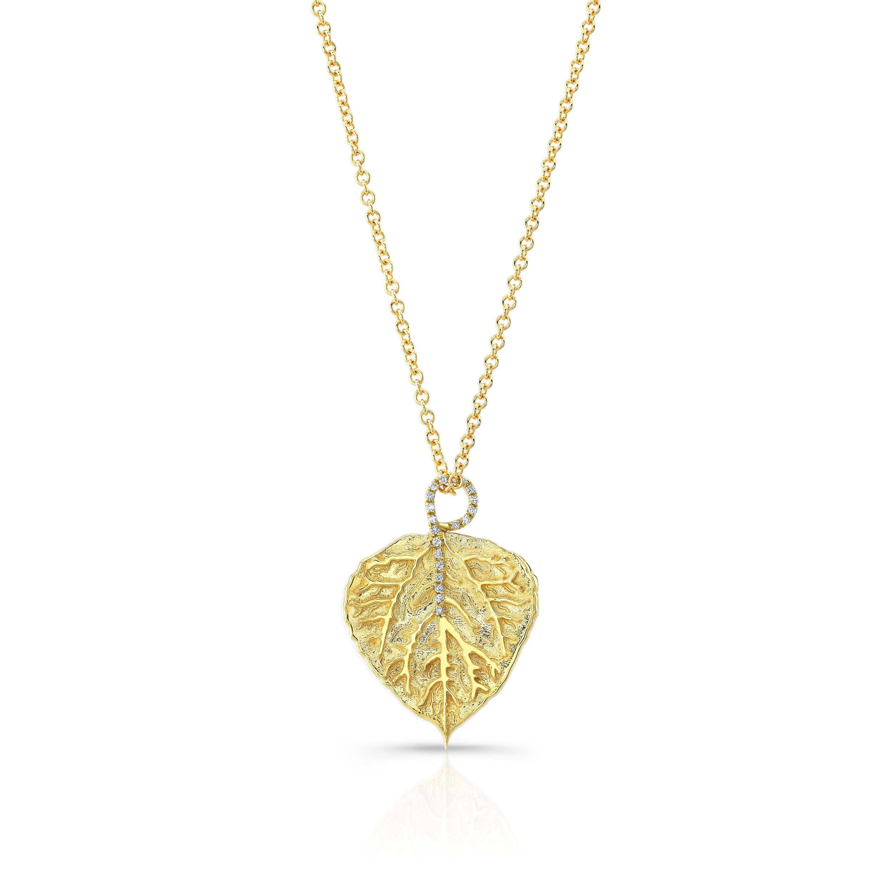 gold aspen leaf necklace