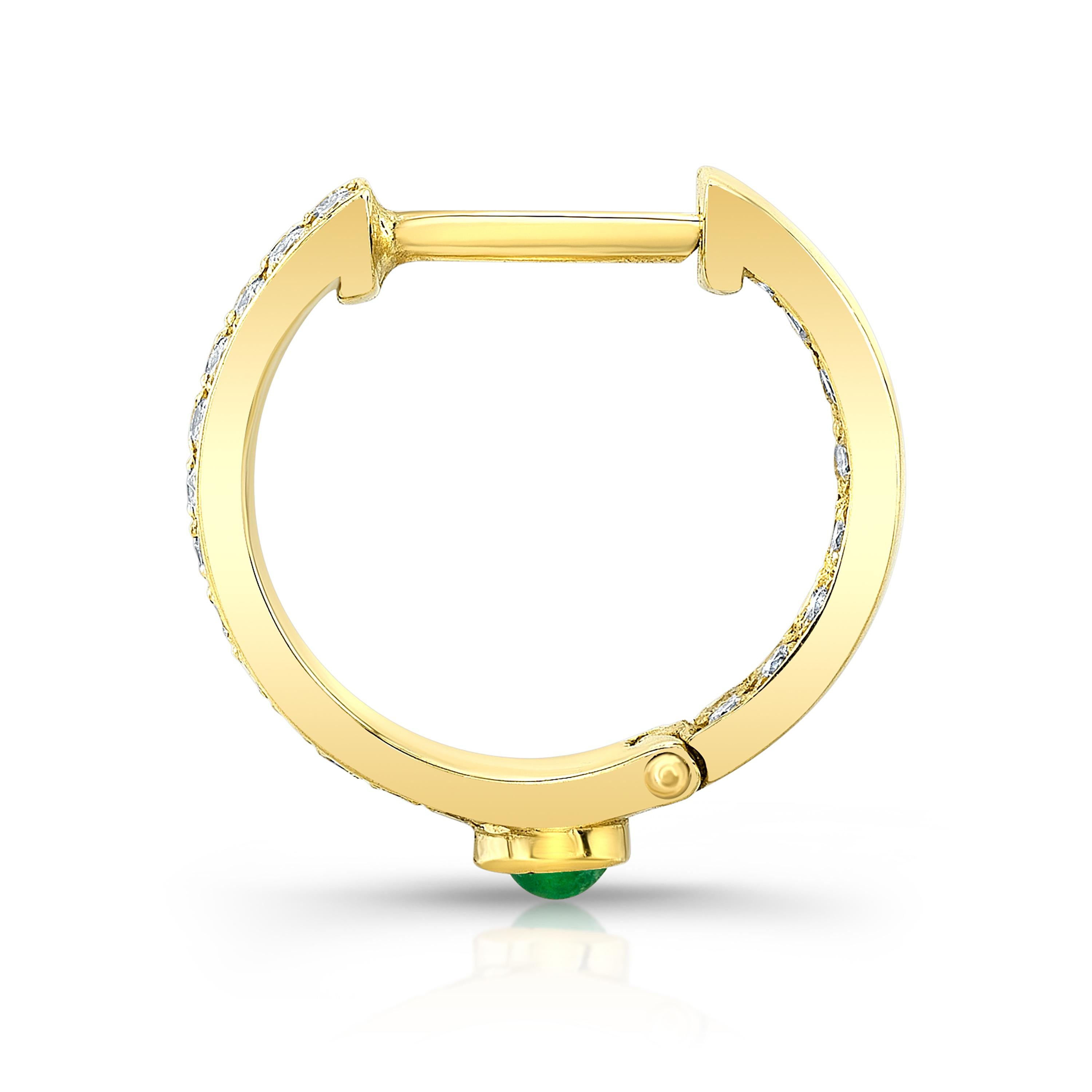 Contemporary 18 Karat Gold, Diamond and Precious Gem Hoop Earring 