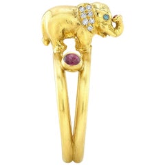 Amy Y 18 Karat Gold, Diamond and Ruby Contemporary Love Elephant Ring 'Jasper'