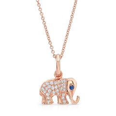 18 Karat Gold, Diamond and Sapphire Elephant Charm Pendant Necklace 'Queenie'