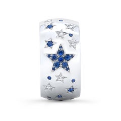 Amy Y 18 Karat Gold, Diamond and Sapphire Sun, Moon and Stars Ring 'Celeste'