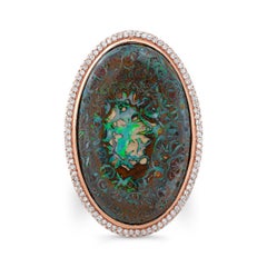 Amy Y 53.00ct, Boulder Opal australienne, diamant et bague en or rose 18K 'Grace'