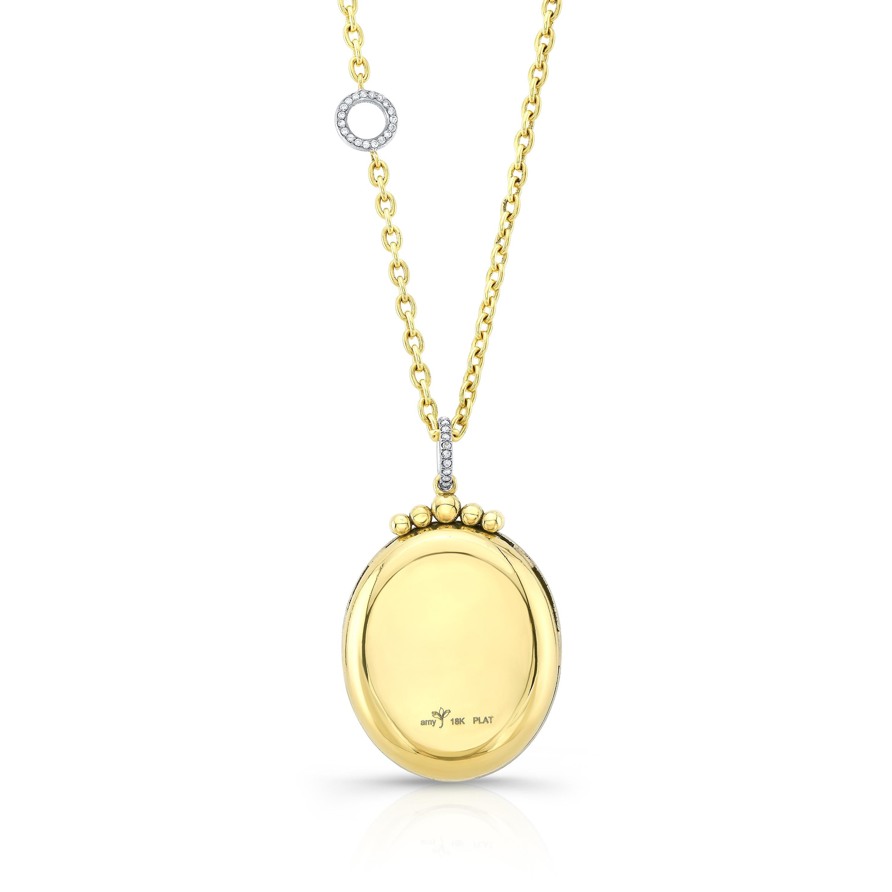 Amy Y's magnificent one-of-a-kind hand-carved citrine stone, diamond, sapphire, 18K-yellow gold, platinum and enamel pendant necklace is a genuine masterpiece. Her contemporary pendant necklace 'Ophelia' was designed with the natural wonders of