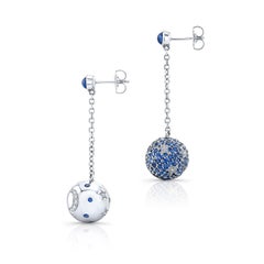 Amy Y Contemporary 18 Karat Gold, Diamond, Sapphire Celestial Earrings 'Isaiah'
