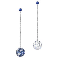 Amy Y Contemporary 18 Karat Gold, Diamond, Sapphire Celestial Earrings 'Isaiah'