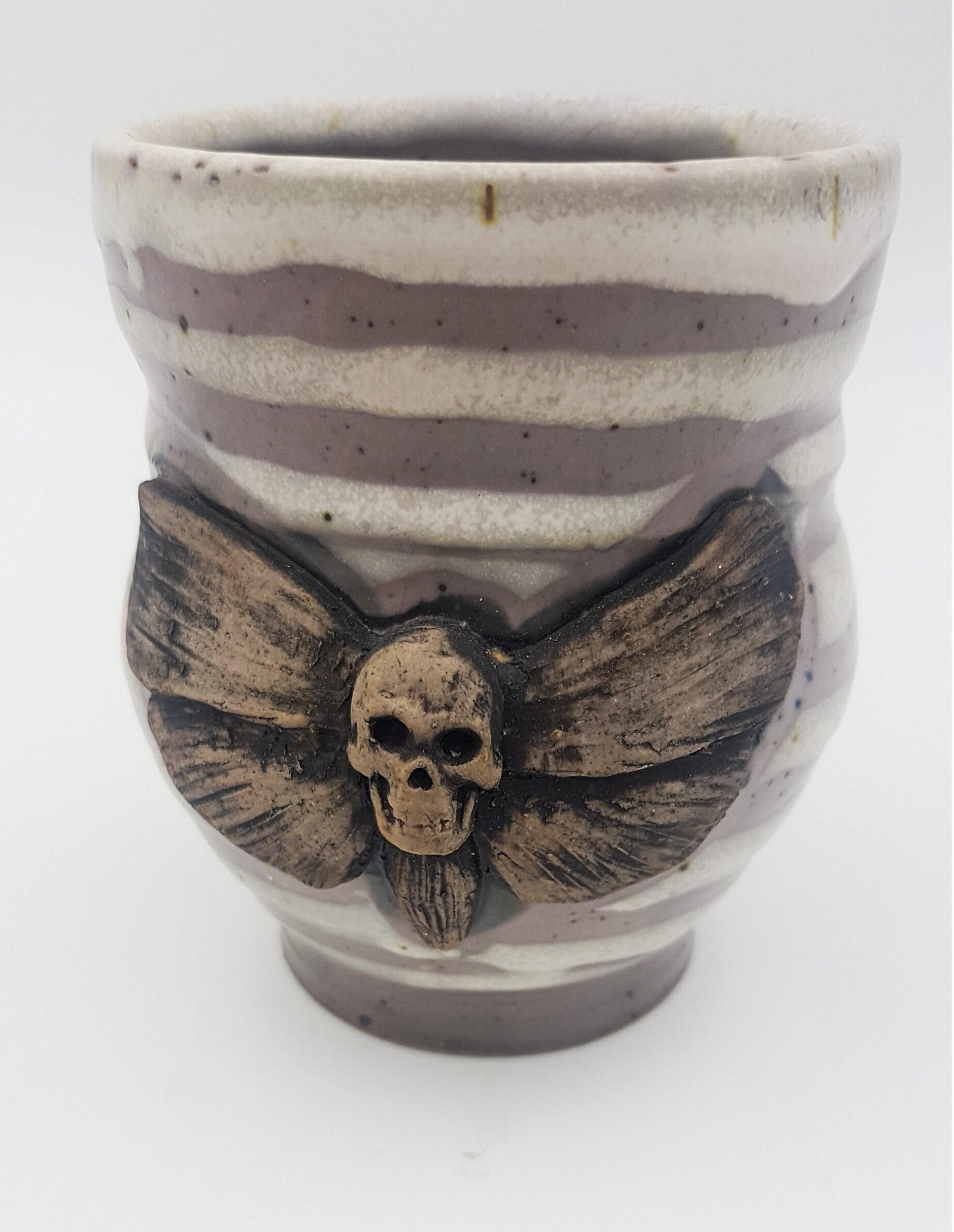 Amy Young Figurative Sculpture - Moth with Skull Mug