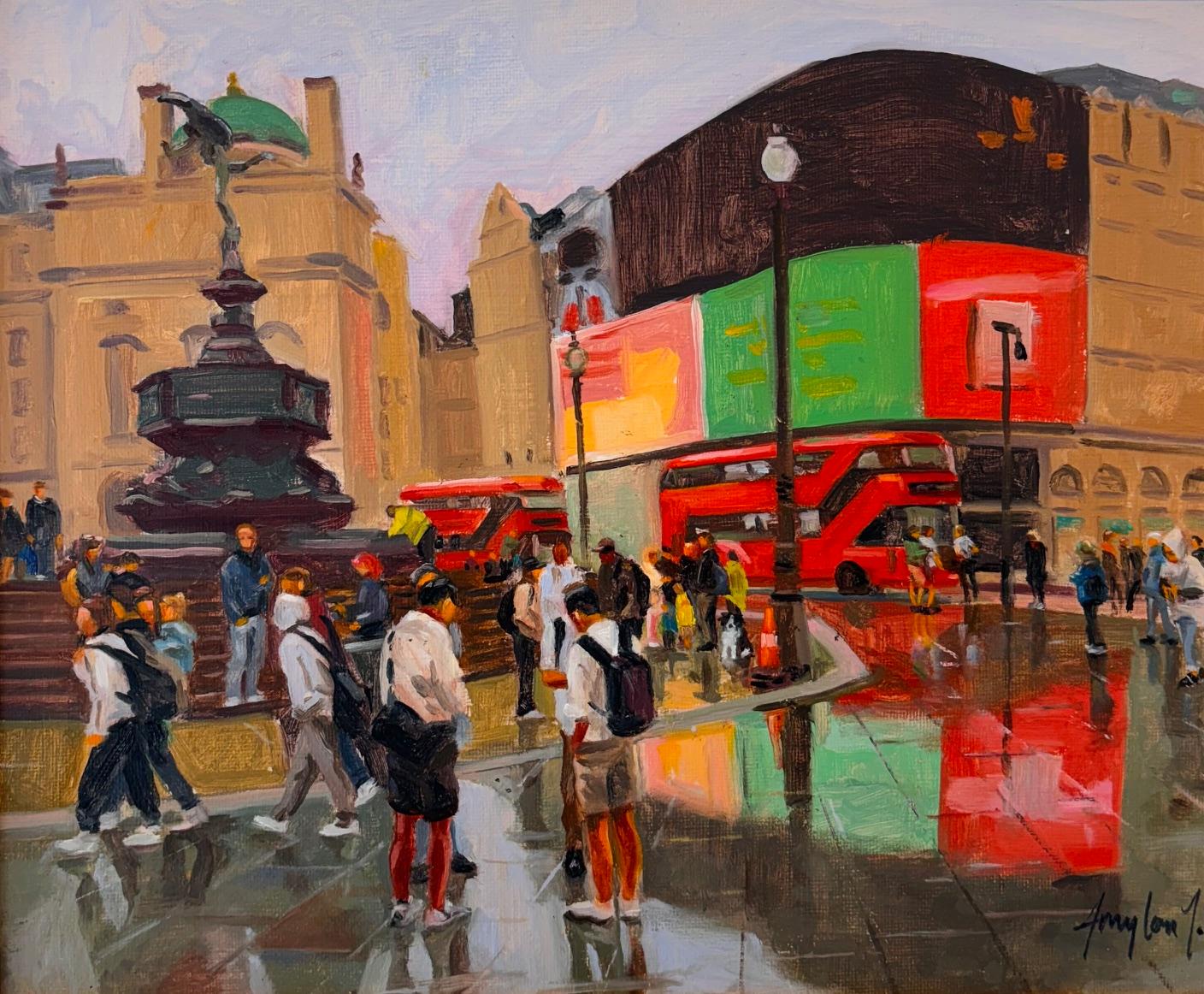 After the Rain, Piccadilly-originale Stadtlandschaft Impressionismus Öl-zeitgenössische Kunst