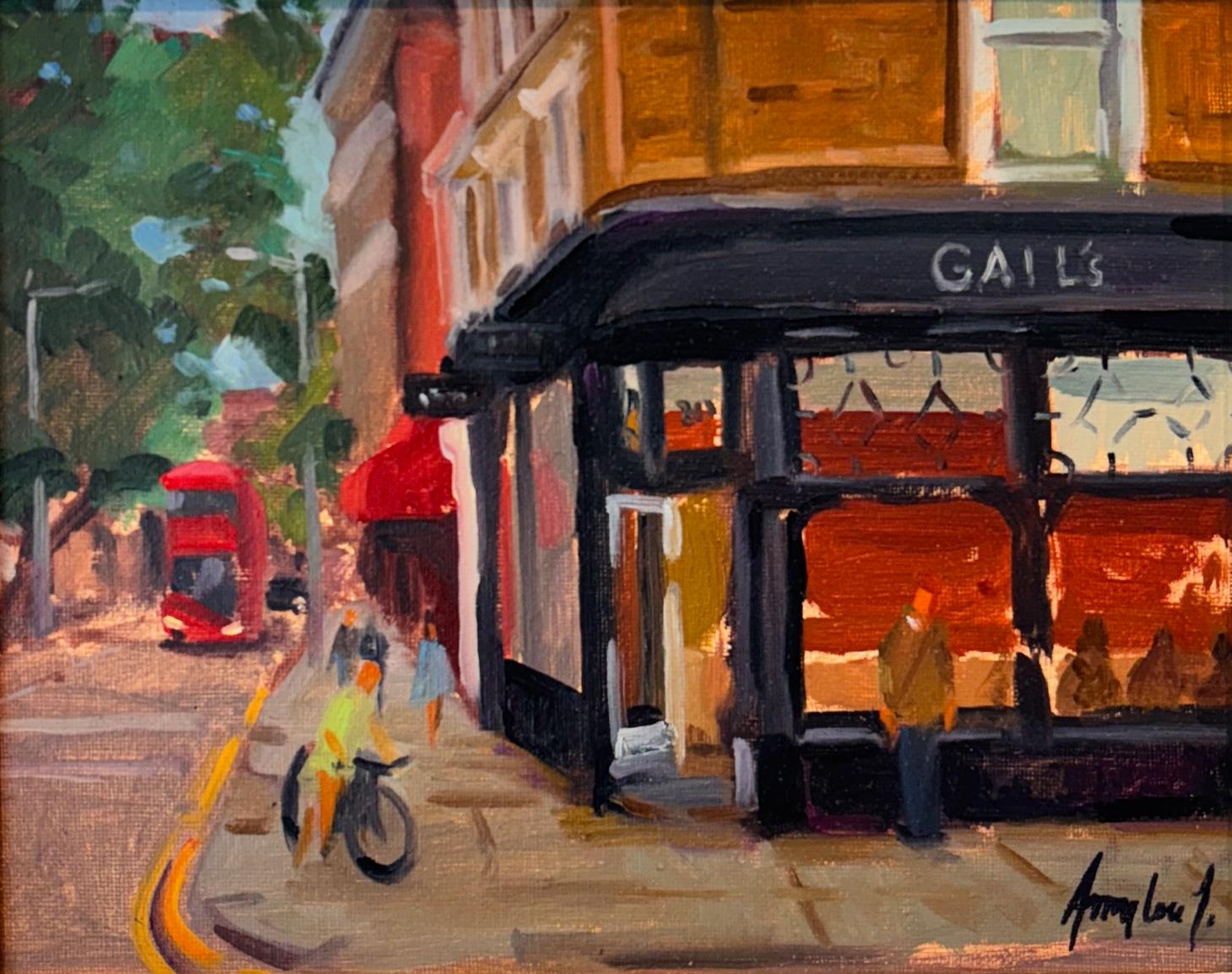 Afternoon at Gail's, Chelsea - Original-Stadtbild-Impressionismus-Zeitgenössische Kunst – Art von Amylou Jennings