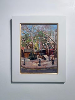 Tarde de Navidad Sloane Sq-paisaje urbano original impresionismo-arte contemporáneo