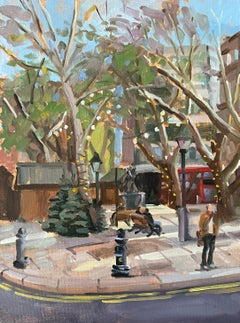 Weihnachtsnachmittag Sloane Sq-originale Stadtlandschaft Impressionismus-zeitgenössische Kunst