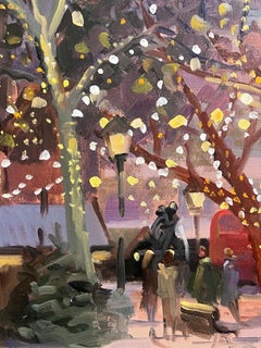 Weihnachtsabend Sloane Sq-originelle Stadtlandschaft Impressionismus-zeitgenössische Kunst