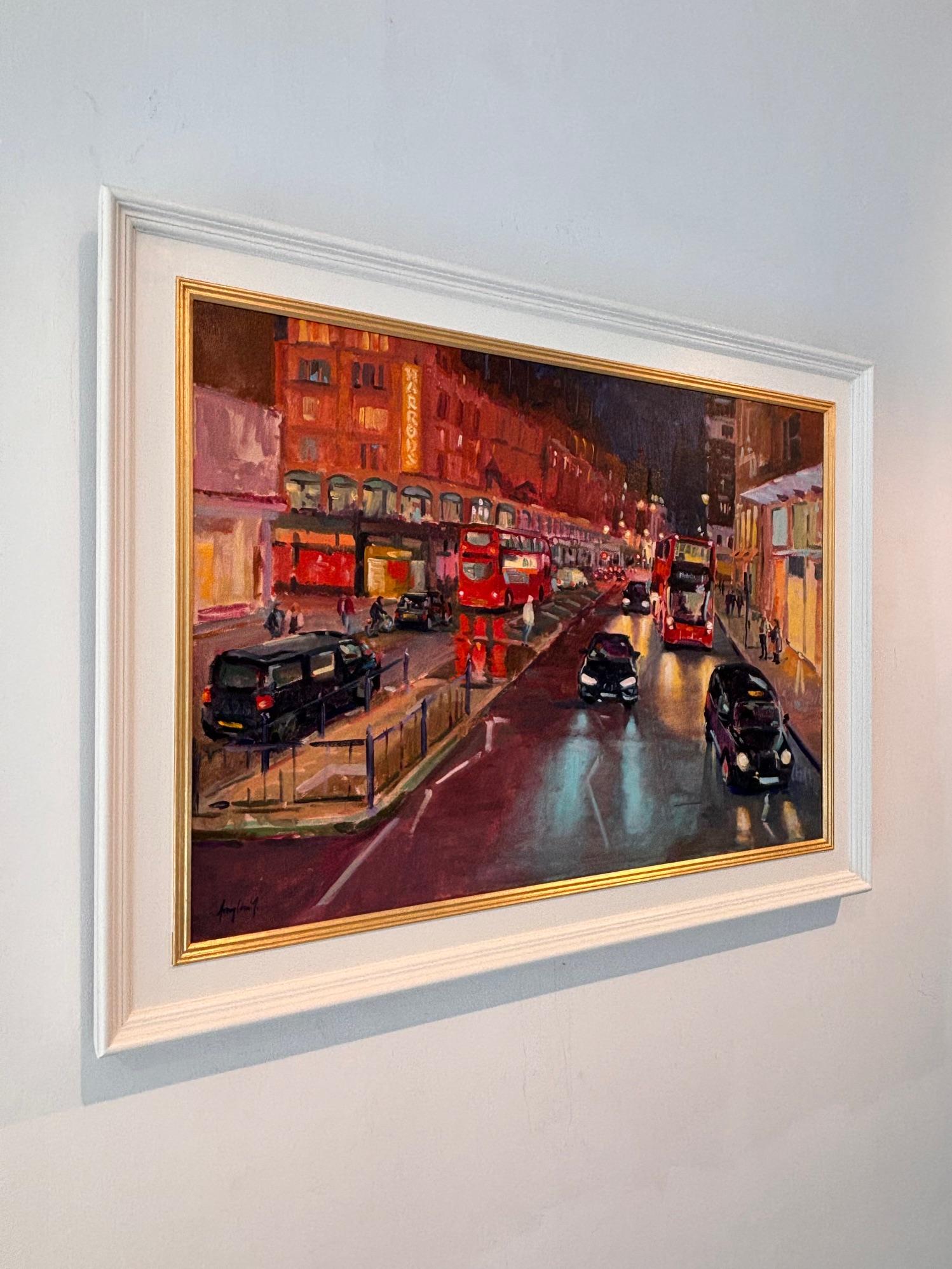 Knightsbridge Glow - Original Stadtbild Impressionismus Öl - zeitgenössische Kunst im Angebot 1