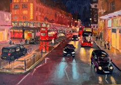 Knightsbridge Glow - original cityscape impressionism oil - contemporary art