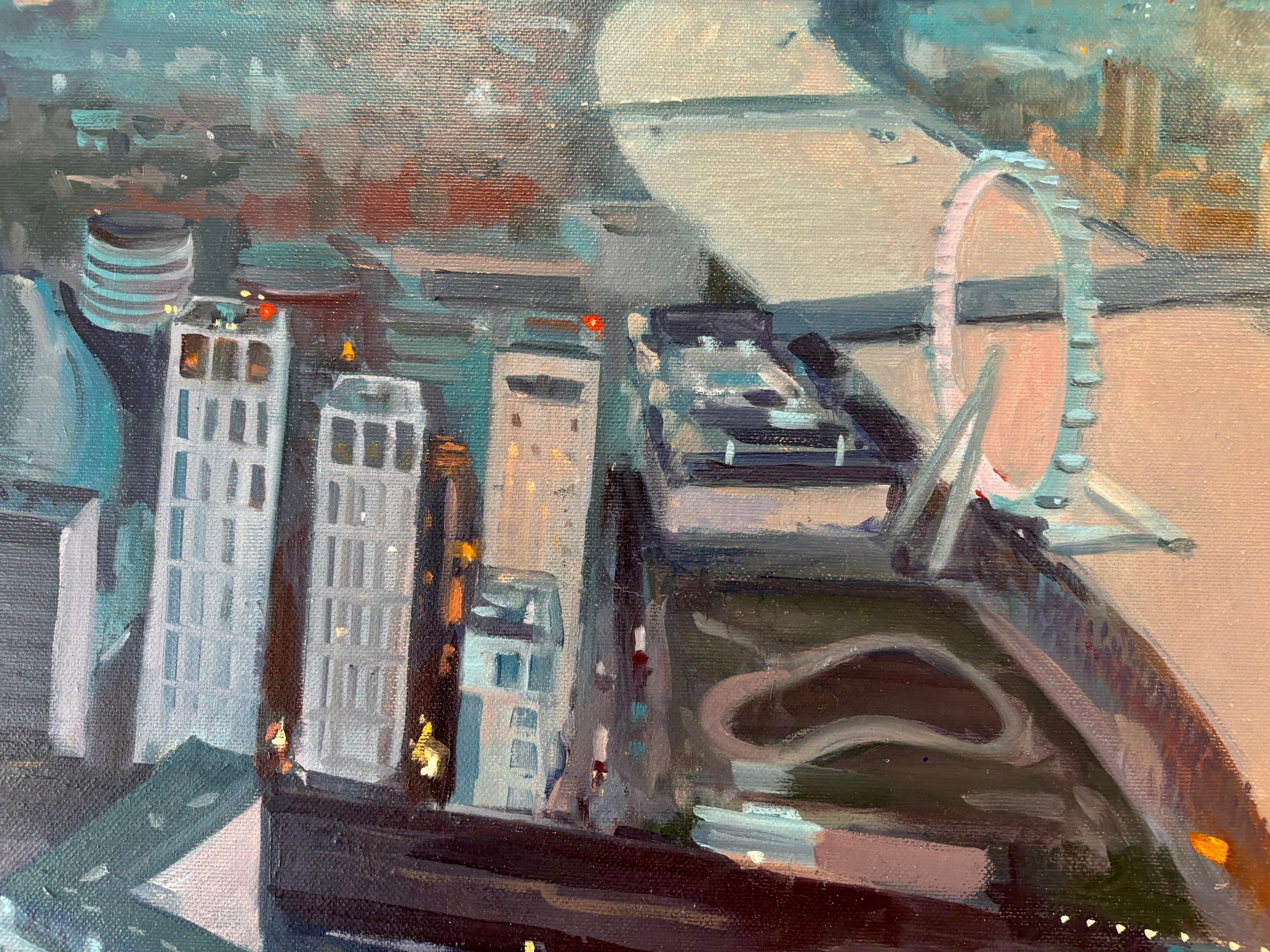 London's Endless Reach - Original Stadtbild Impressionismus Öl - zeitgenössische Kunst im Angebot 1