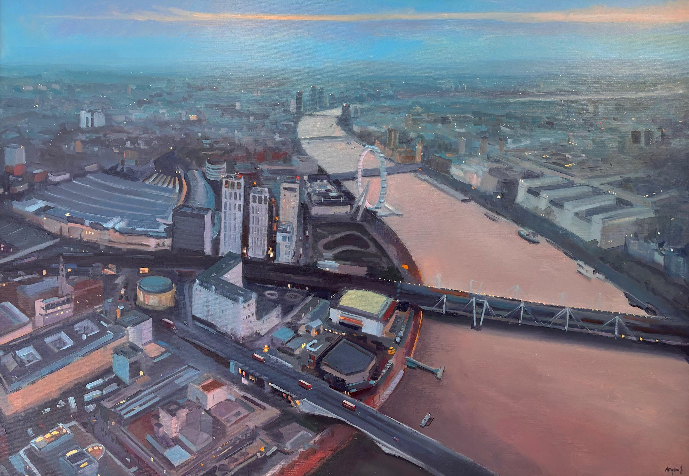 London
s Endless Reach - original cityscape impressionism oil - contemporary art - Art by Amylou Jennings