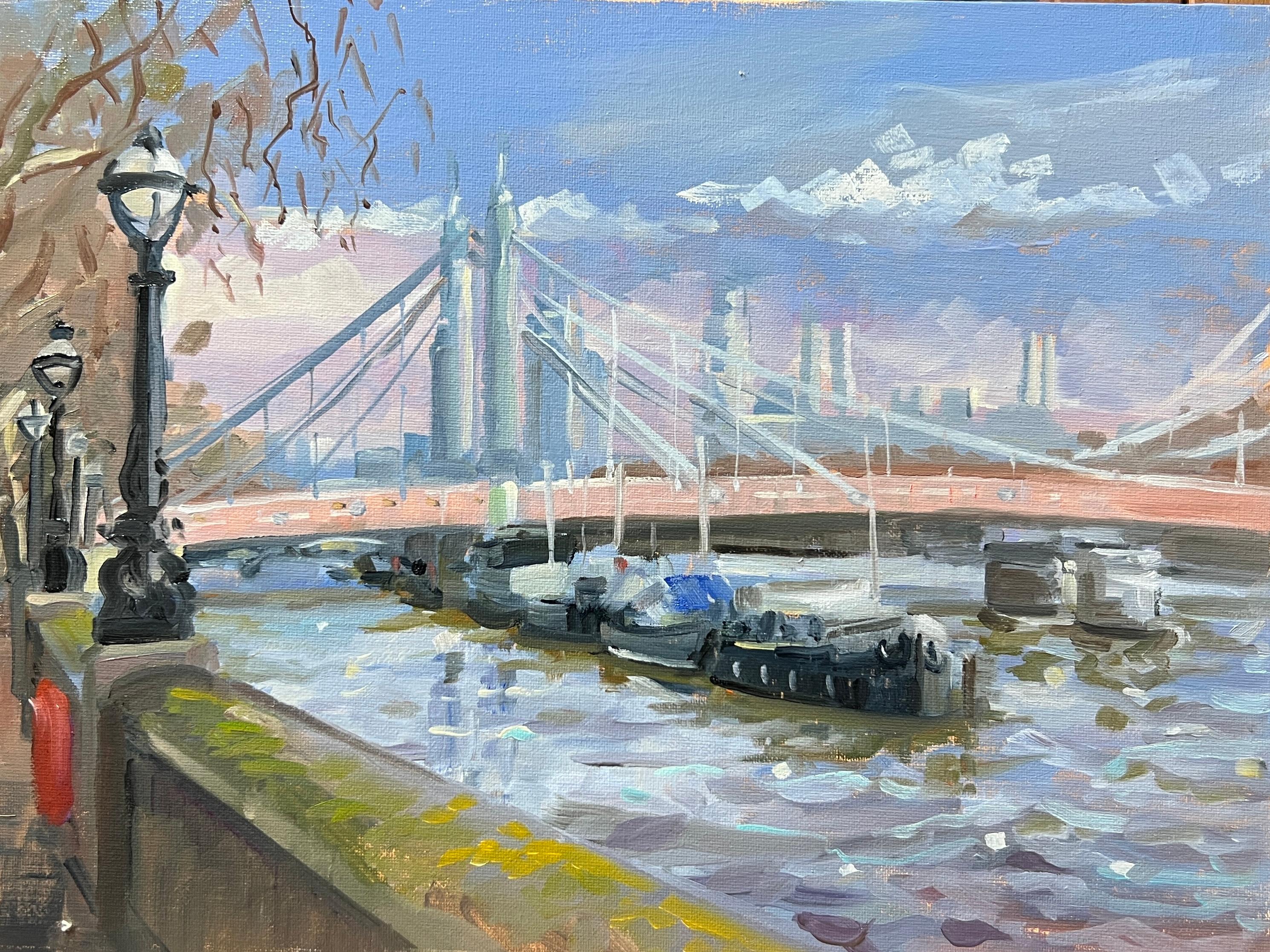 Morning Light on Albert Bridge-original cityscape impressionism contemporary art