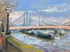 Luce mattutina sul ponte Albert - paesaggio urbano originale - impressionismo - arte contemporanea
